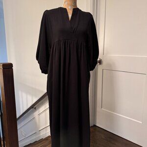 GIBSON LATIMER Women's Black Waffle Knit Lagenlook Oversized Maxi Dress